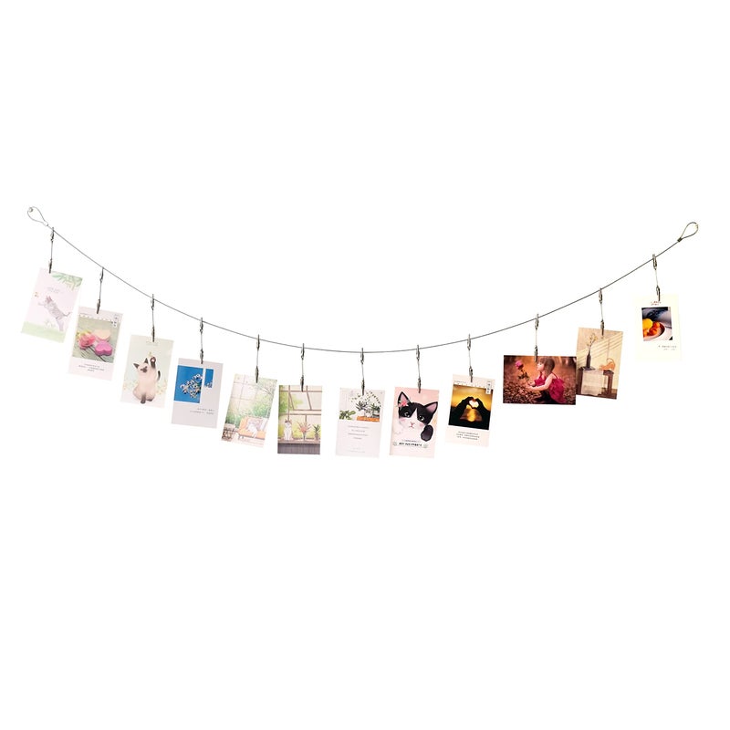 TFu Wall Hanging Photo Display, DIY Picture Photo Frame String with 12 Clips for Hanging Photos Notes and Artworks (Adjustable Alligatory Clip) - Image 3